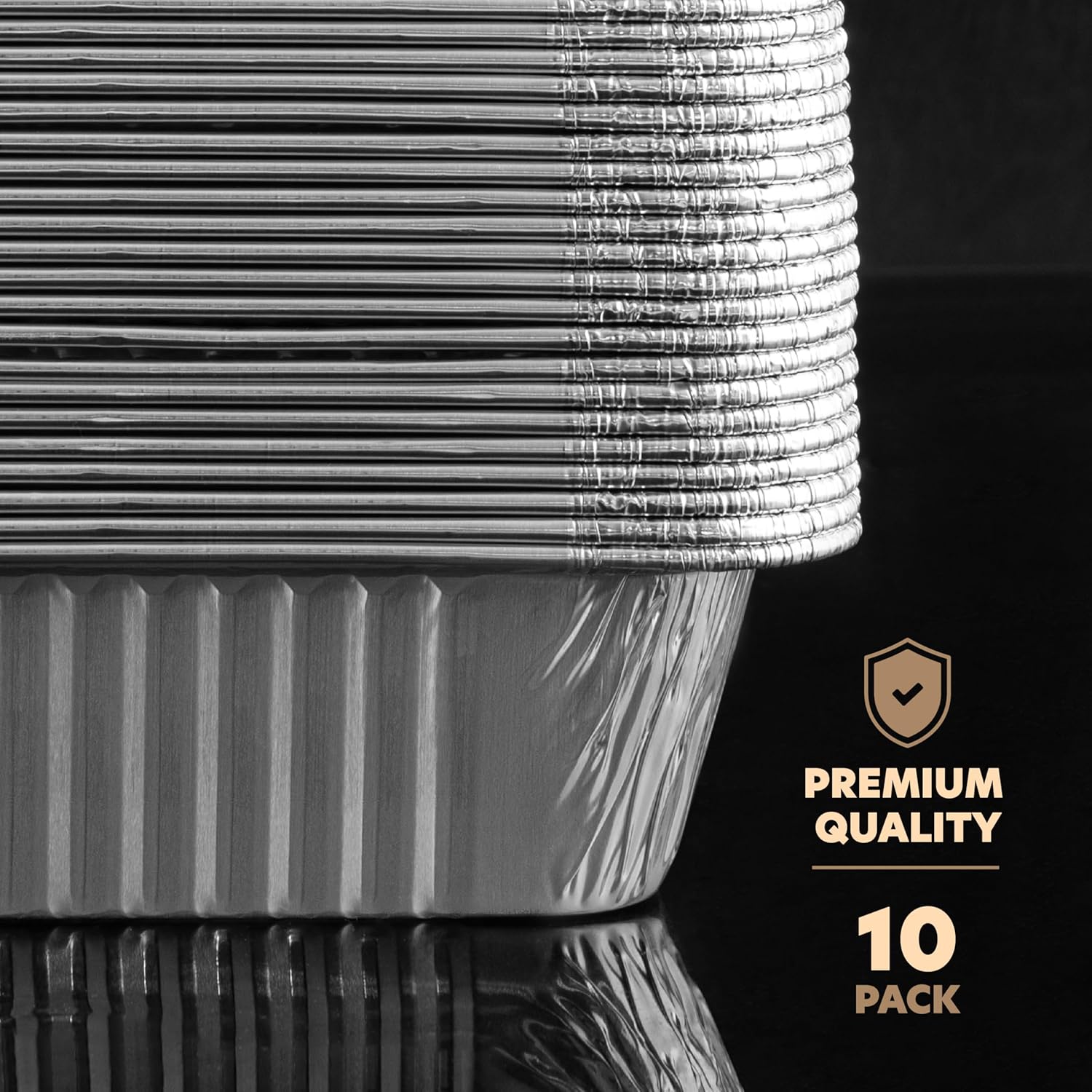 PlasticPro Aluminum Pans - 10 Pack Heavy Duty 6.5'' x 9'' Disposable Foil Pans with Covers for Baking