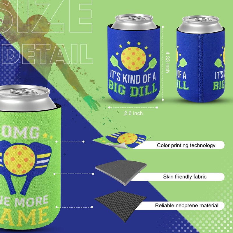 Layhit 24 Pcs Gifts for Players, Funny Ball Can Coolers Sleeve Paddles Sport Lovers 12oz Insulated Can for Sport Themed Birthday