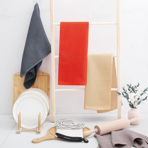 Homaxy 100% Cotton Kitchen Dish Towels - Ultra Soft & Absorbent Quick Drying, 13 x 28 Inches, 6-Pack, Apricot