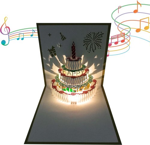 **Skiennix 3D Pop-Up Birthday Card - Warming LED Light & Music | Perfect for Mom, Wife, or Friends**