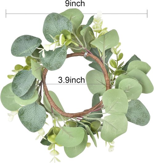 LSKYTOP Eucalyptus Faux Wreaths - 2 Pcs Artificial Greenery for Kitchen Cabinet & Door Decor | 9 Inch Each