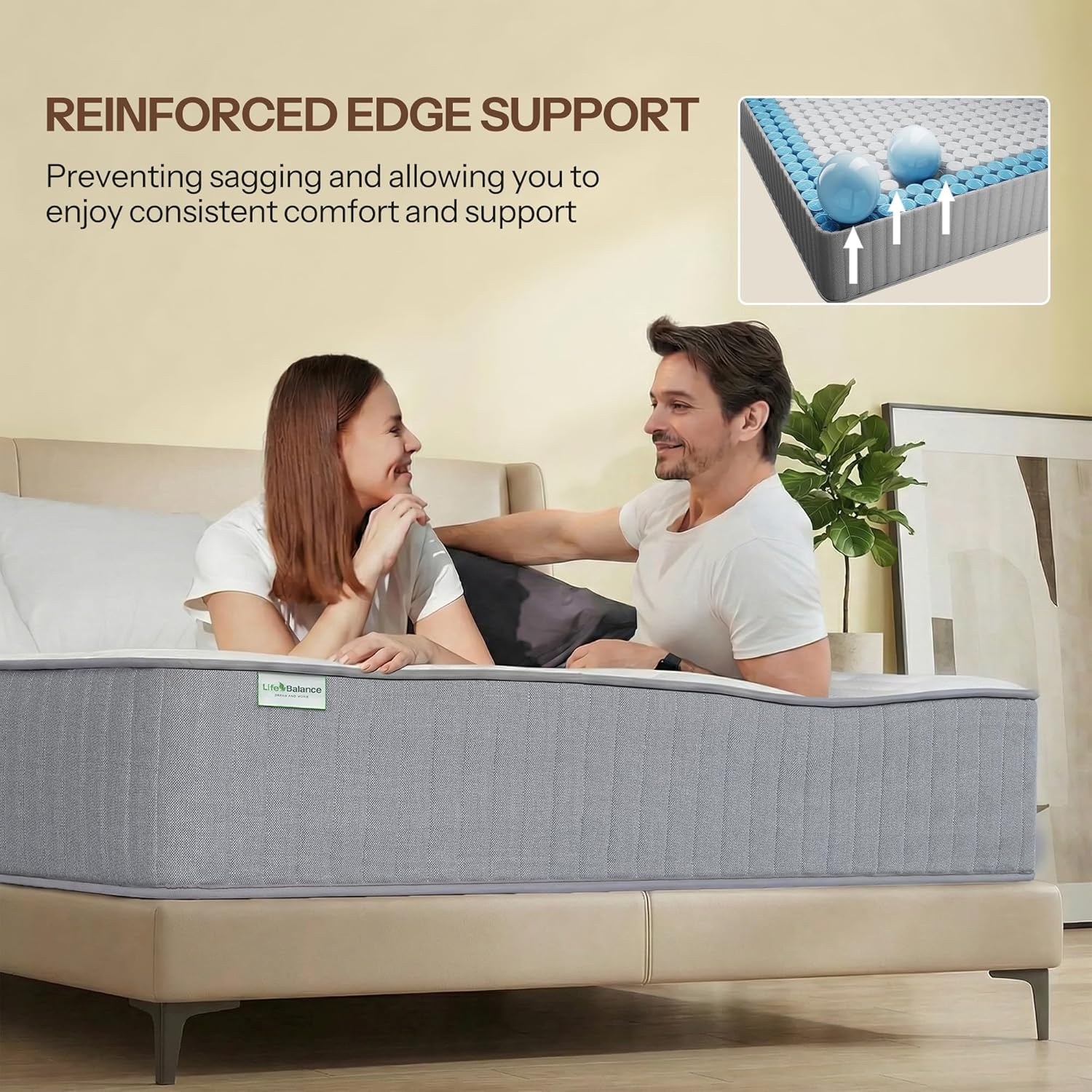 Serene 10 Inch King Hybrid Mattress - Premium Cooling Gel Memory Foam & Pocketed Coils for Spine Alignment & Pressure Relief, Medium Firm Feel, Fiberglass-Free, CertiPUR-US Certified