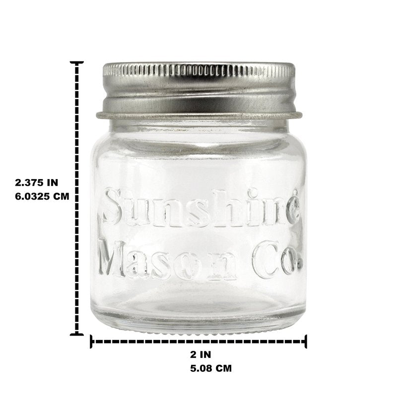 Sunshine Mason Co. Mini Mason Jar Shot Glasses with Metal Lid 2 Ounces, 12 Pieces