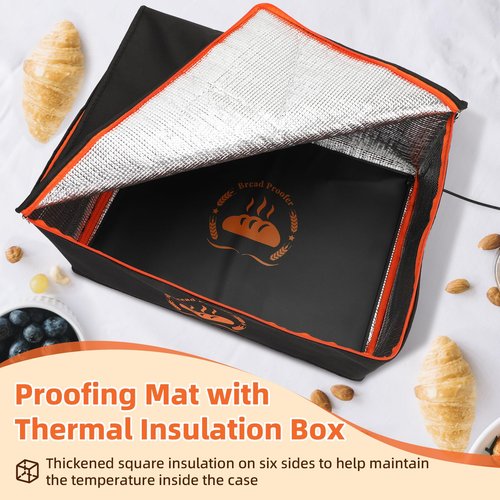 Bread Proofing Box Used to Provide Sufficient Temperature for Bread Proofing, Proofing Box Consists of Sourdough Bread Proofing Mat and Thermal Insulation Box, Suitable for Half Size Baking Sheet Pan