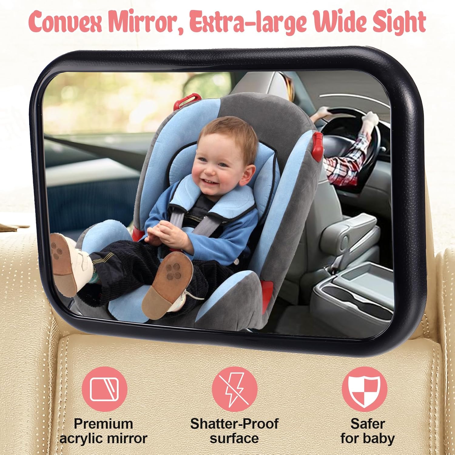 Skiennix Baby Car Mirror - 360° Rotating Rear View Mirror for Safe Infant Travel | Easy Install, Flexible Arm