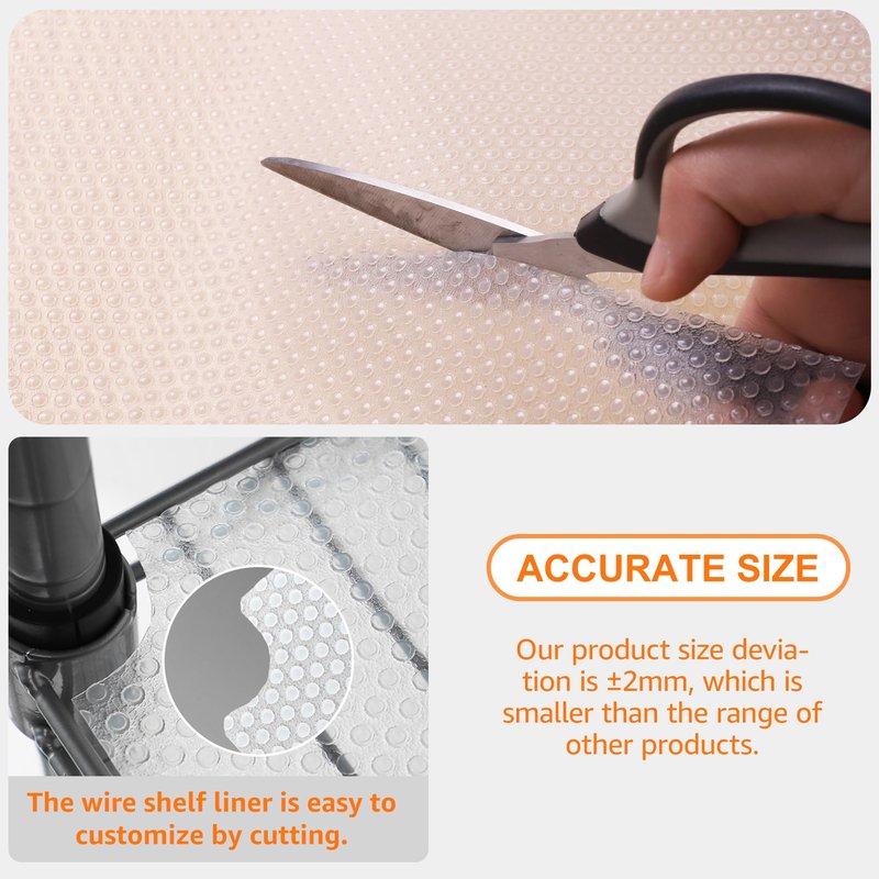 PABUSIOR Clear Wire Shelf Liner: Plastic Pantry Shelves Liners 13.5 Inch Wide x 180 Inch - 1.2 MM Thick Translucent Waterproof Easy to Cut Drawer Mat for Garage Shoe Rack