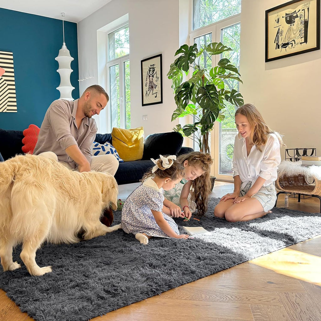 OLANLY Runner Rugs - Soft Fluffy Machine Washable 2x6 for Hallway, Bedroom, Living Room | Grey Indoor Carpet