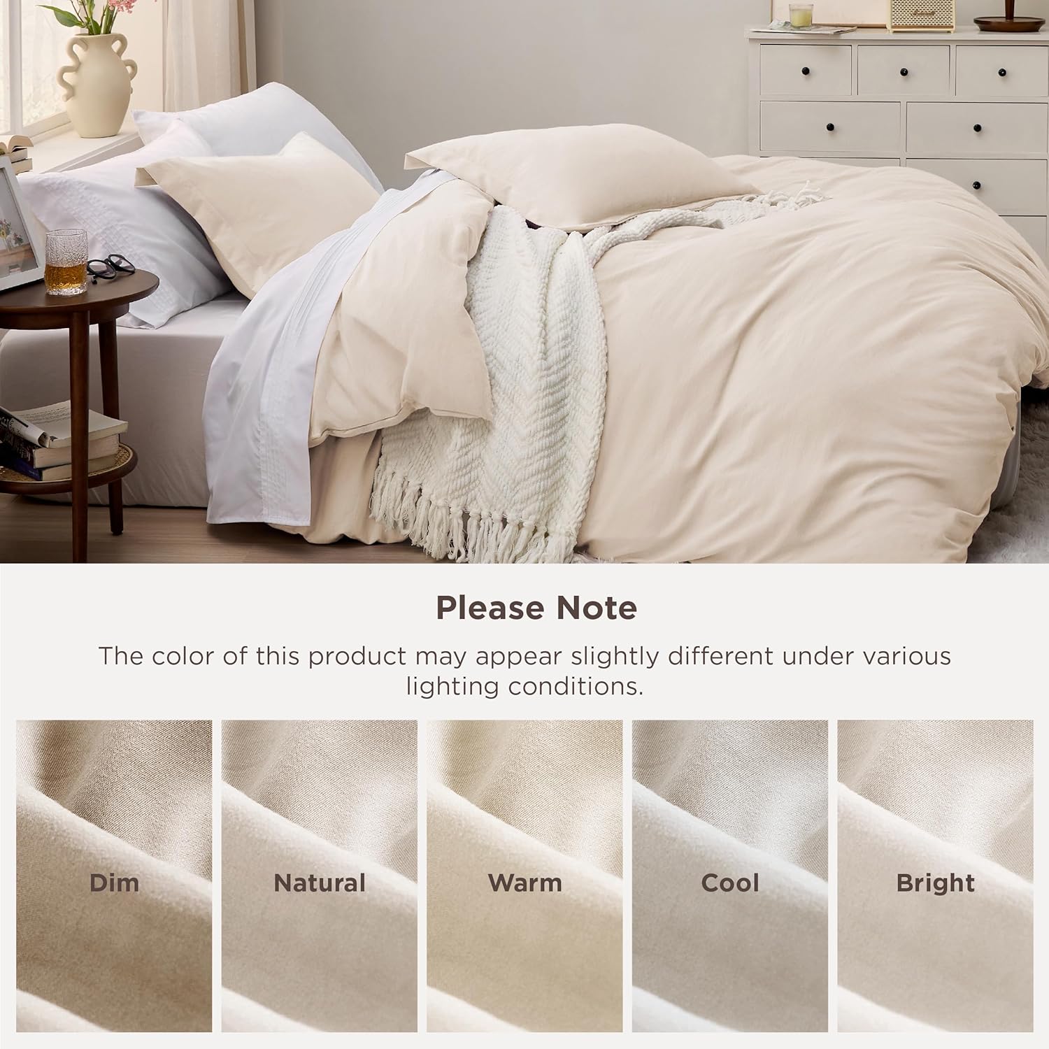 Bedsure Oat Milk Duvet Cover King Size - Extra Soft 3-Piece Bedding Set with Zipper Closure, 104x90 Inches
