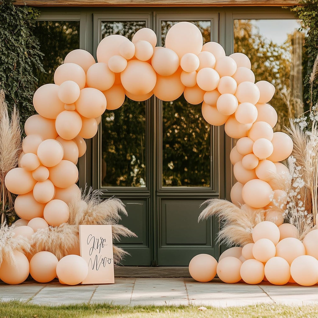 RUBFAC Nude Balloon Garland Kit - 129pcs in Various Sizes | Boho Beige & Apricot for Parties, Gender Reveals, Weddings