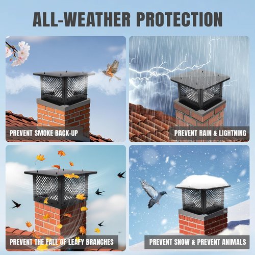 INNO STAGE Chimney Cap, 14"x14" Chimney Cover, Chimney Rain Caps, Fireplace Chimney Caps for Outside with Adjustable Metal Screws & Gloves