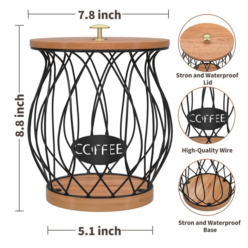 APOIMNA Coffee Pod Holder, Black K Cup Holder for Counter, Small Bar Accessories for Coffee Bar Station(Balck)