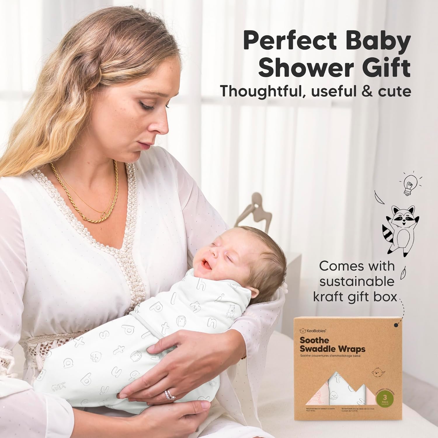Skiennix 3-Pack Organic Baby Swaddle Sleep Sacks - Soft & Snug for Newborns 0-3 Months | ABC Land Rose