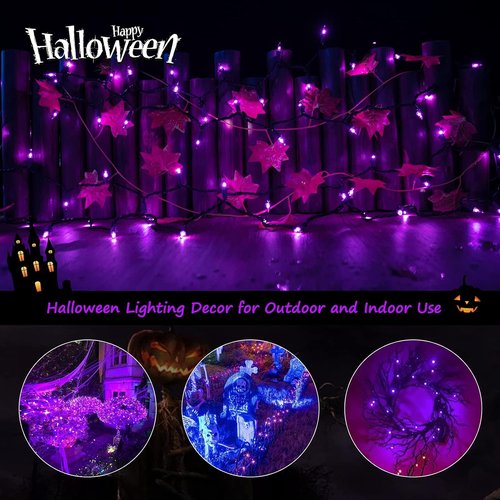 Minetom Halloween String Lights - 100 Count 25 Feet Incandescent Mini Lights | Purple for Indoor/Outdoor Decor