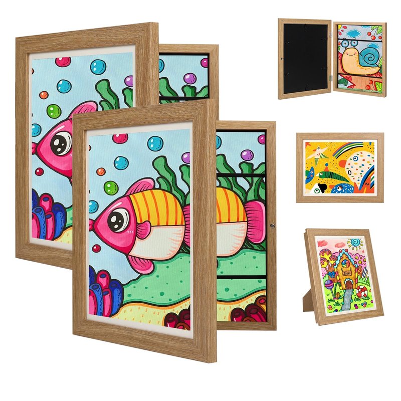 Orankay 2Pack Kids Art Frame - Kids Artwork Frames Changeable,White Front Opening Holds 150,8.5x11 Children Art Work Frames for Kids Art,Kid Art Picture Frame With Storage for Display Photo