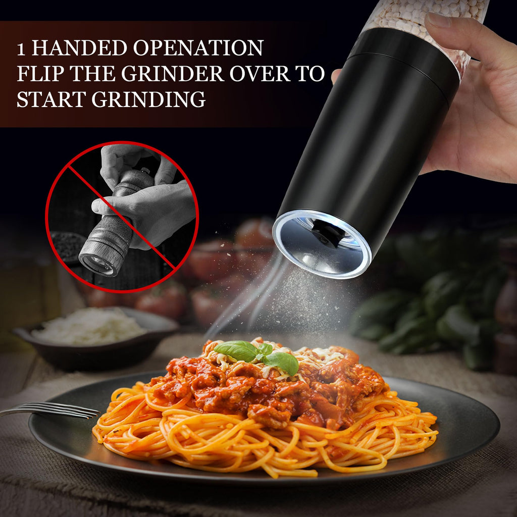 Rechargeable Salt and Pepper Grinder Set Gravity, Automatic and Refillable Salt and Pepper Shakers,Modern Spice Grinder Mill Electric,5.5oz,5 Adjustable Coarseness
