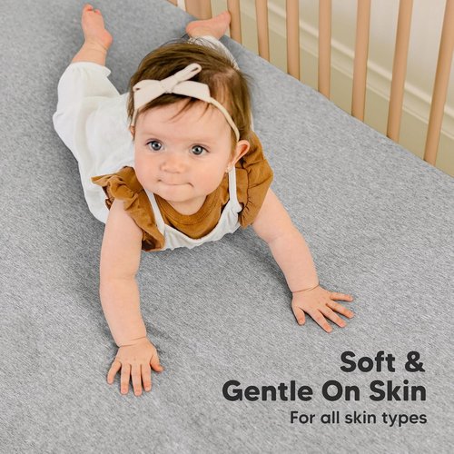 KeaBabies Organic Crib Sheets - 2-Pack Fitted Jersey Cotton for Baby Bed | Soft & Cute Cloud Prints, 52x28