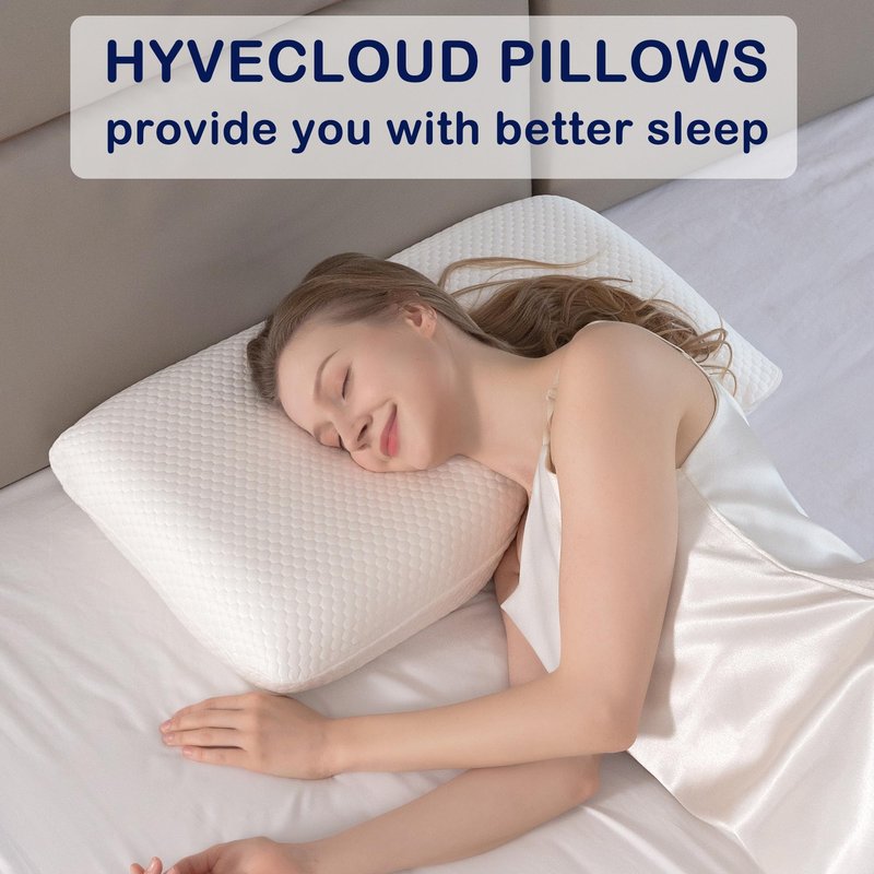 HYVECLOUD Memory Foam Bed Pillow，Adaptive Pillows for Neck Pain Relief，Medium Firm Pillow for Side,Back,and Stomach Sleepers Keep Pressure Relief to Deep Sleep, 24 * 16 * 5 Inches, Standard