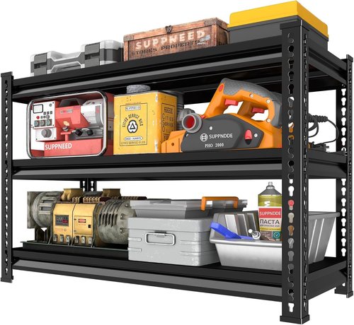 Metal Storage Garage Shelving - Heavy Duty Steel Utility Rack | 3-Tier Adjustable, 1,200 Lbs Capacity, Black 40" W x 16" D x 36" H