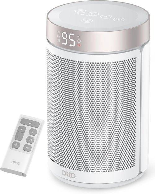 DREO Portable Electric Space Heater - 1500W PTC Ceramic with Thermostat & Remote | 12H Timer, 5 Modes