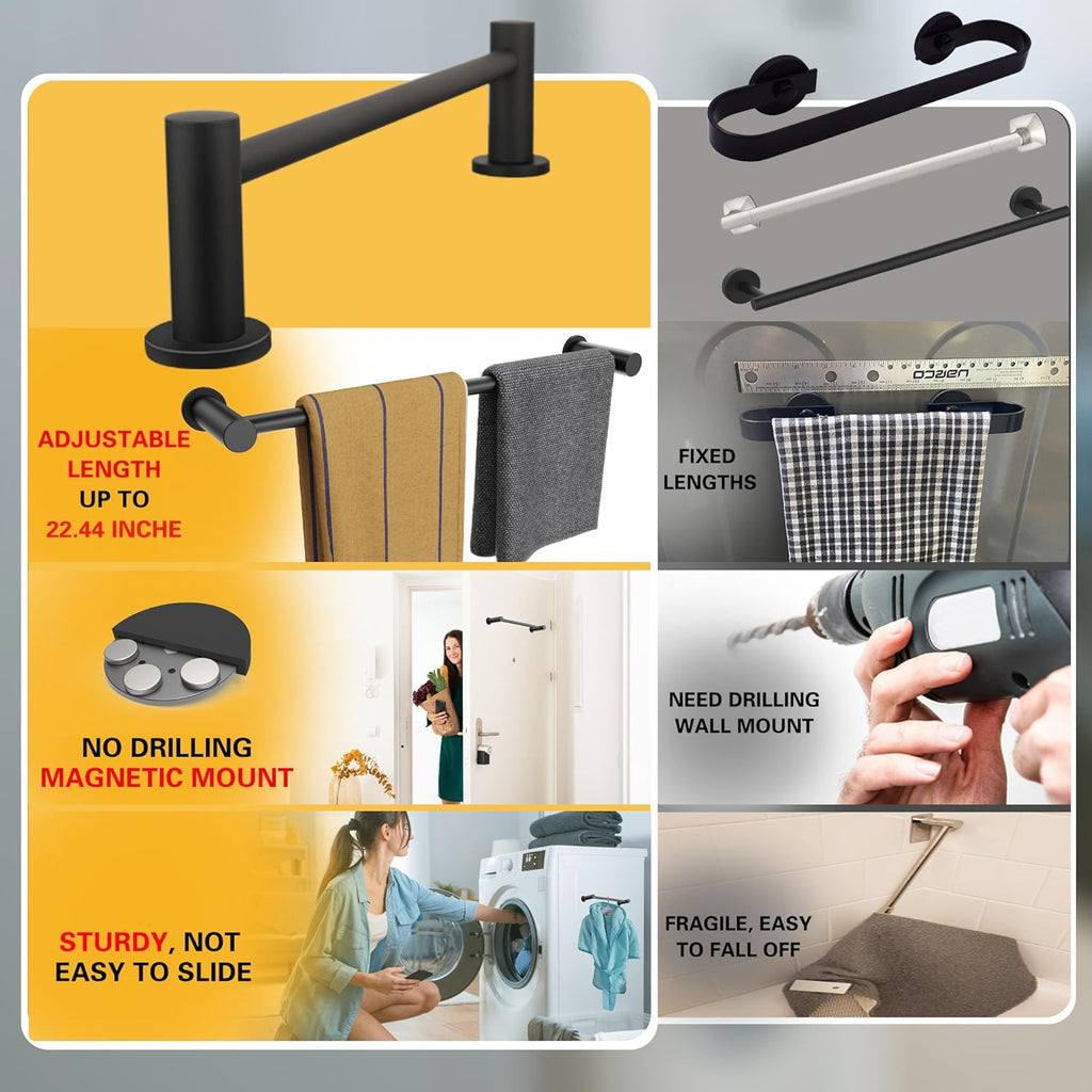 ULIBERMAGNET Magnetic Towel Holder - Adjustable Non-Slip Bar for Whiteboards & Refrigerators | 2 Pack