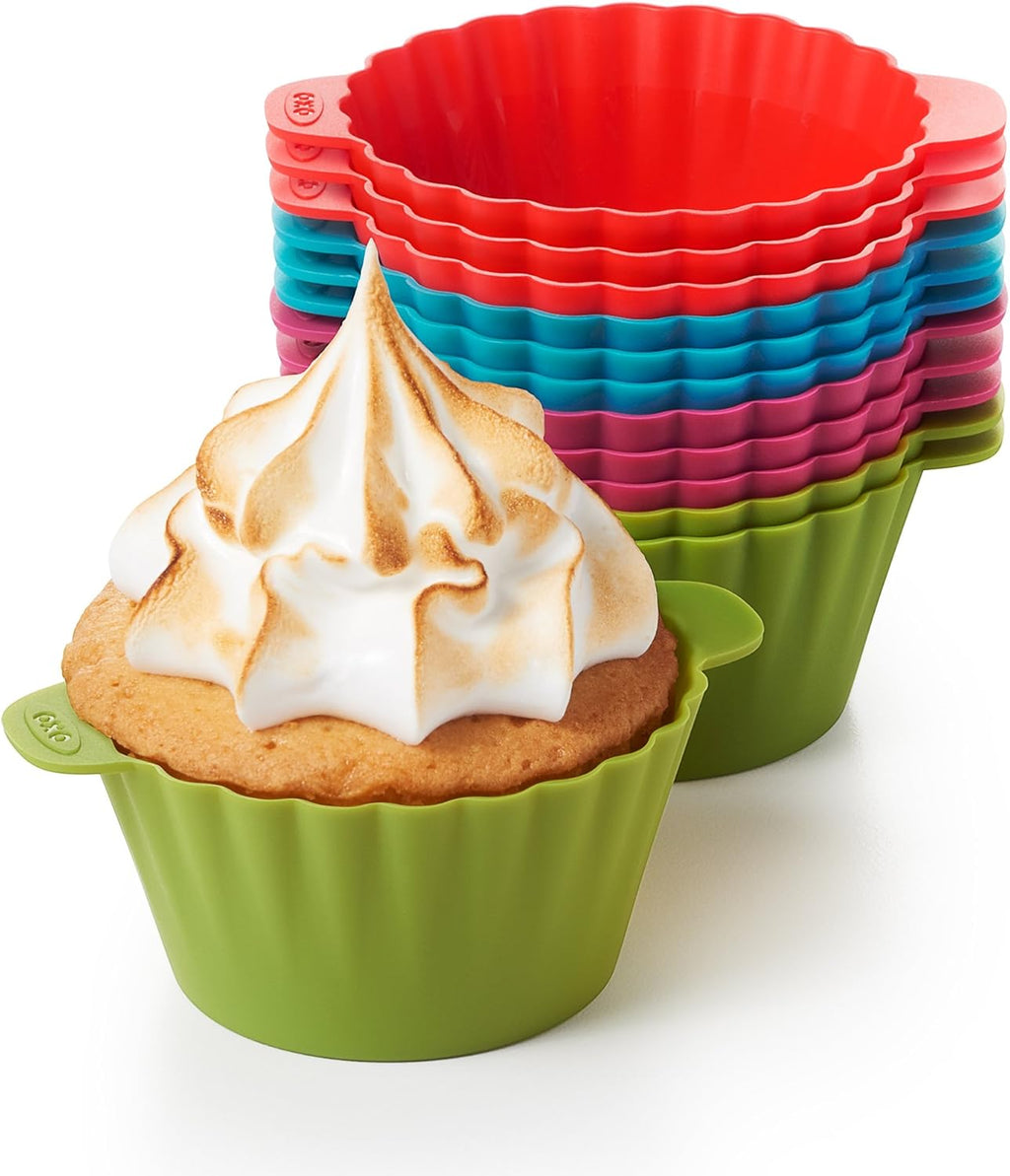 OXO Good Grips Silicone Baking Cups - Reusable, BPA-Free, Non-Stick | 12 Pack for Cupcakes & Muffins