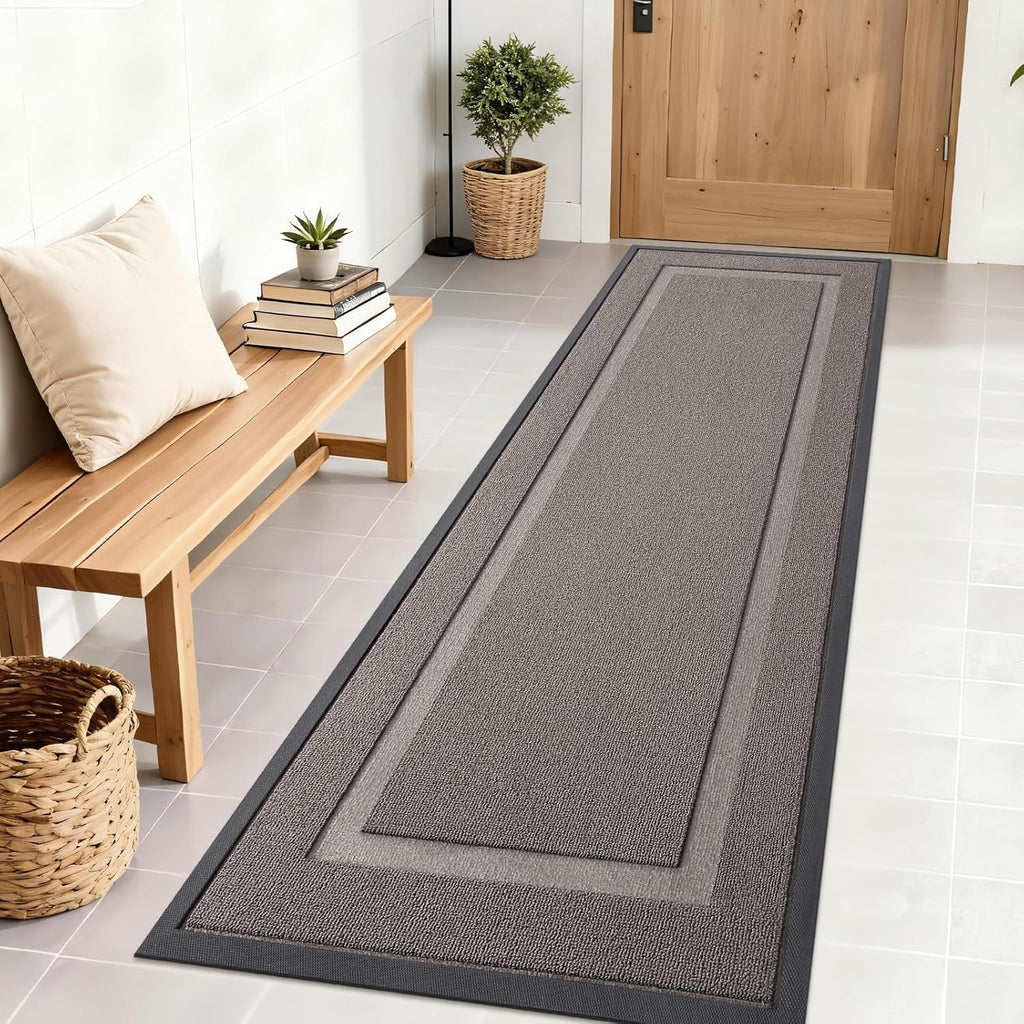 OLANLY Indoor Outdoor Front Door Mat - Waterproof All-Season Doormat | Sturdy Natural Rubber, 71x23, Taupe
