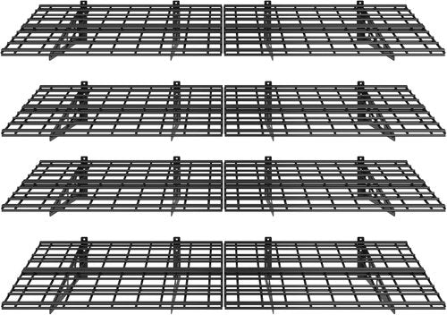 FLEXIMOUNTS 4-Pack Wall Shelf | 24"x72" Garage Storage Rack - Classic Black Floating Shelves