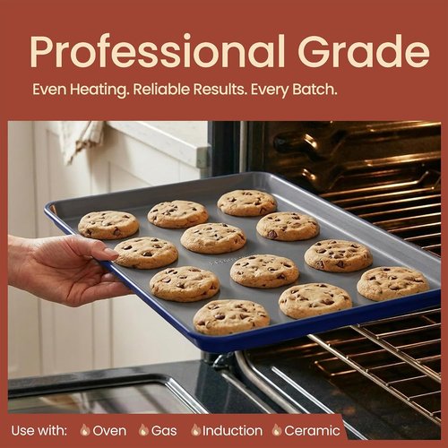 Bakken 8-Piece Nonstick Bakeware Set - Ceramic Coated, Oven Safe to 500°F, Blue | Includes Muffin, Loaf, Cake Pans & Cooling Rack