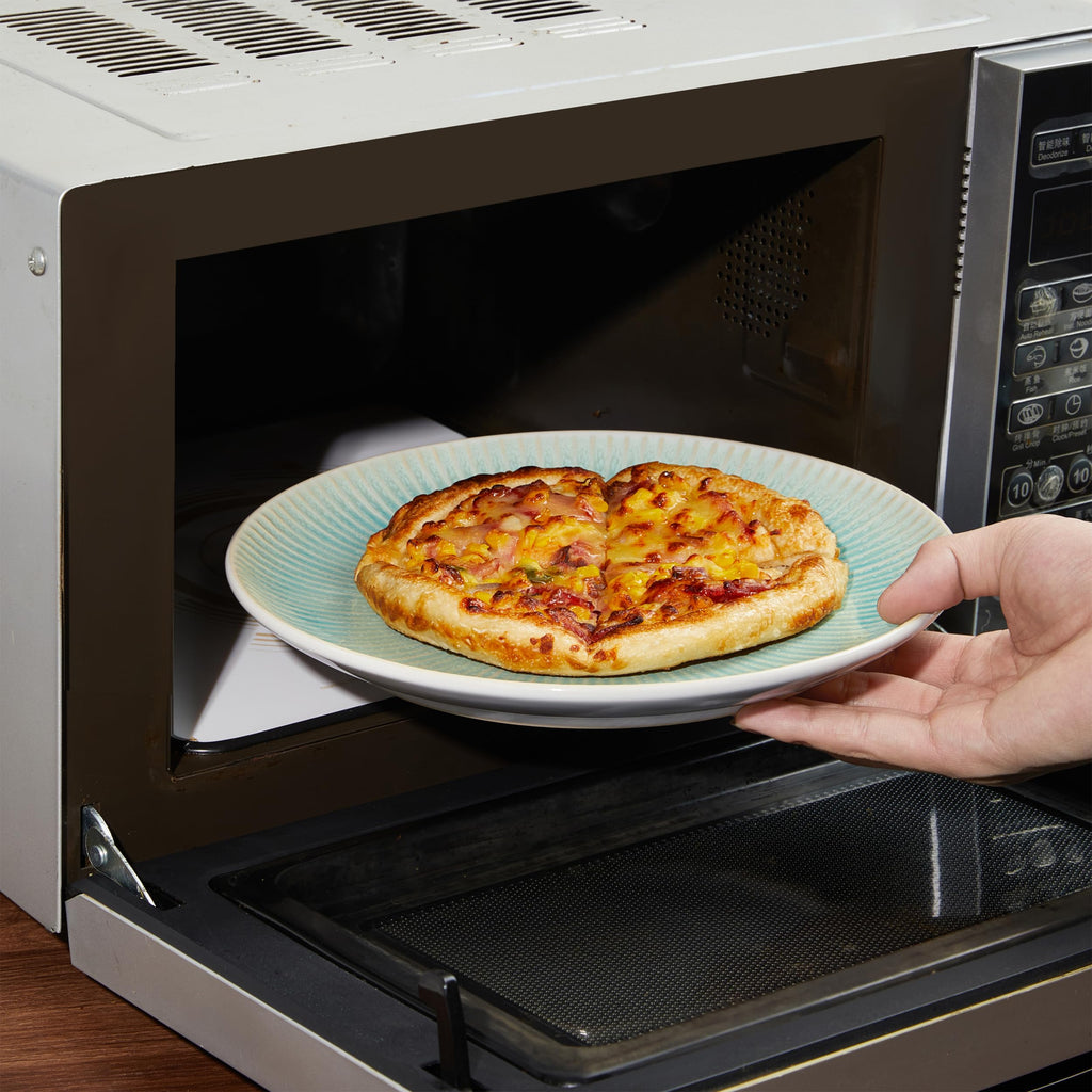 Pokini Stoneware Dinnerware Sets, Round Reactive Glaze Ceramic Plates and Bowls Set, Dishwasher & Microwave Safe Dishes Set, Distinctive Granulated Surface Service for 4 (12pc)