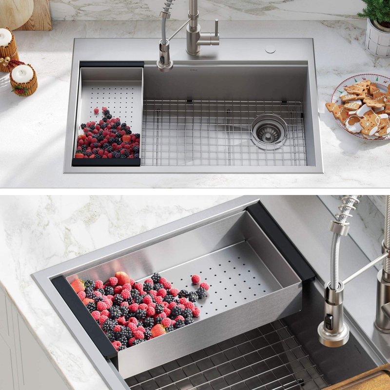 KRAUS Stainless Steel Colander for Workstation Kitchen Sink, CS-6