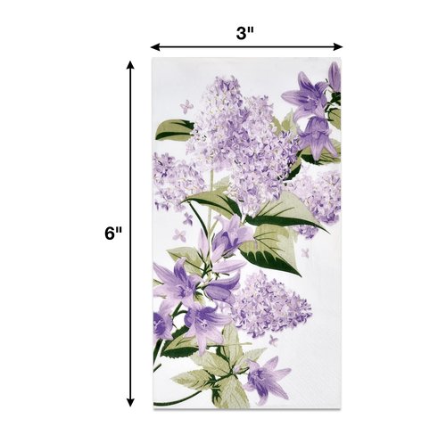 Gift Boutique 100 Lilac Floral Guest Napkins Disposable Purple Lavender Flowers Dinner Paper Hand Napkin for Spring Bathroom Powder Room Birthday Party Supplies