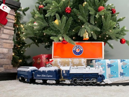 Lionel Battery-Operated Toy Train Set - Silver Bells Express with Remote, Lights & Sounds for Kids 4+