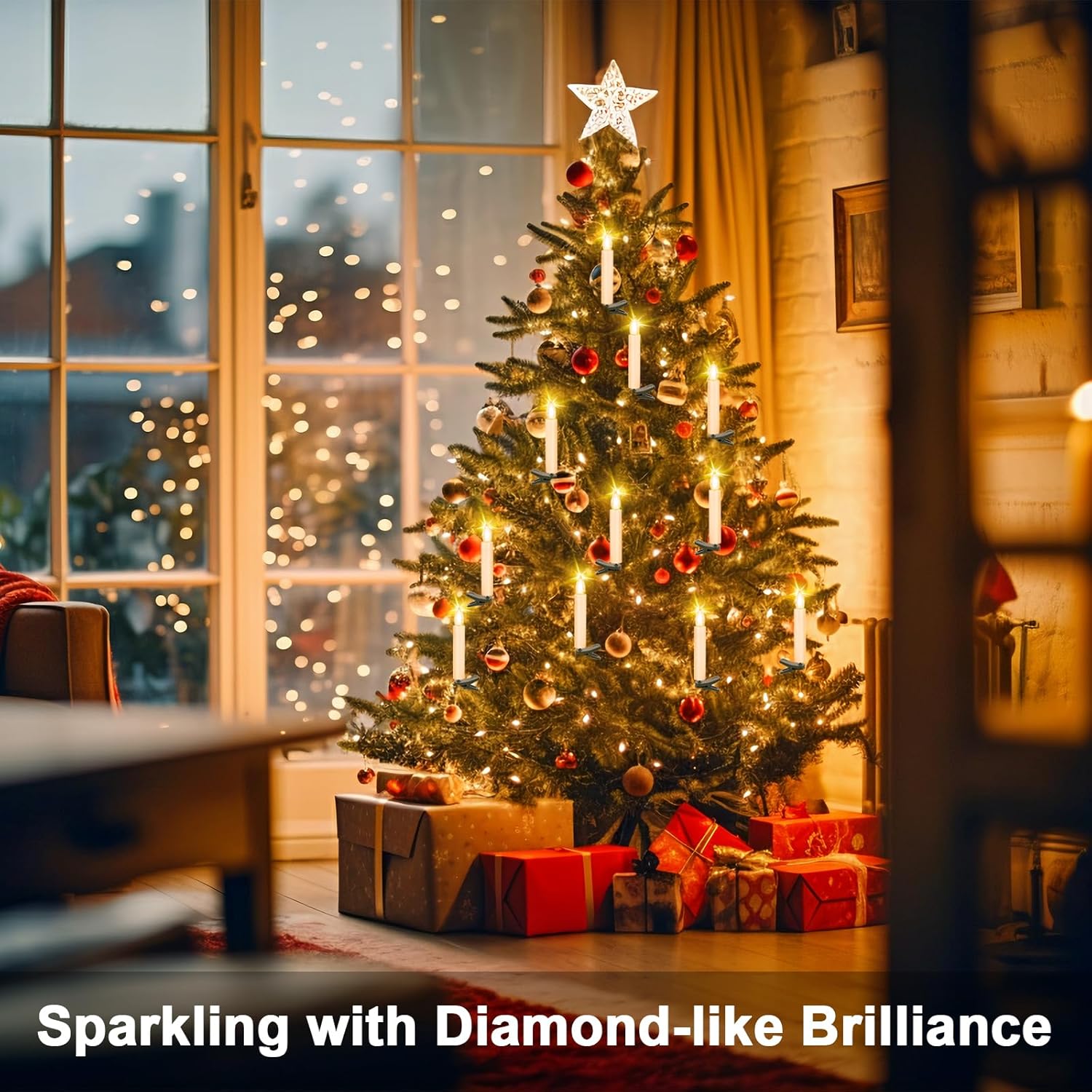 TECHLONG Flickering Christmas Tree Candle Lights - 20 PCS Battery Operated with Remote Timer | Flameless LED Decor