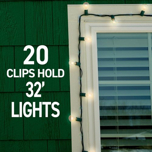 Command Outdoor Light Clips - 16 Clear Clips & 20 Adhesive Strips for Damage-Free Hanging