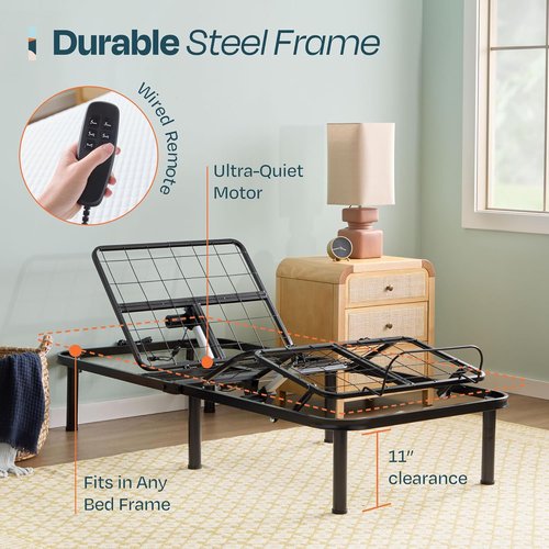 Linenspa Adjustable Bed Frame - Electric Base with Independent Head & Foot Incline - Twin XL Size