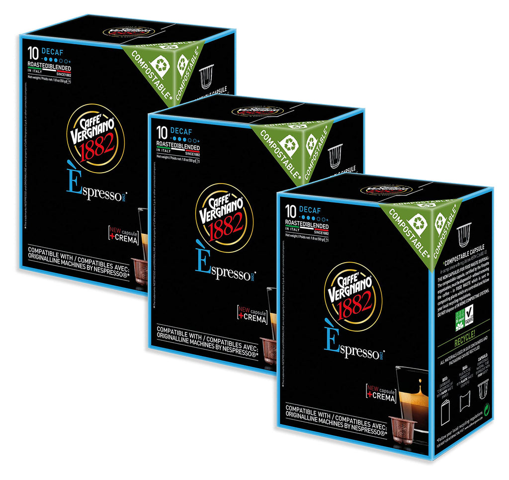 Caffe Vergnano Èspresso Decaf 3 Packs x 10 Capsules