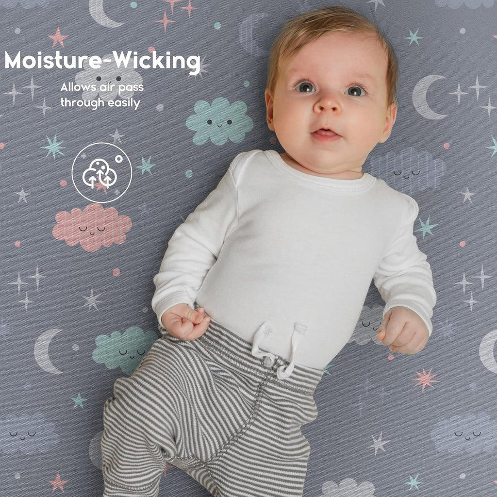 Yoofoss Fitted Pack and Play Sheets - Soft, Breathable Mini Crib Sheets 2-Pack in Cloud Color
