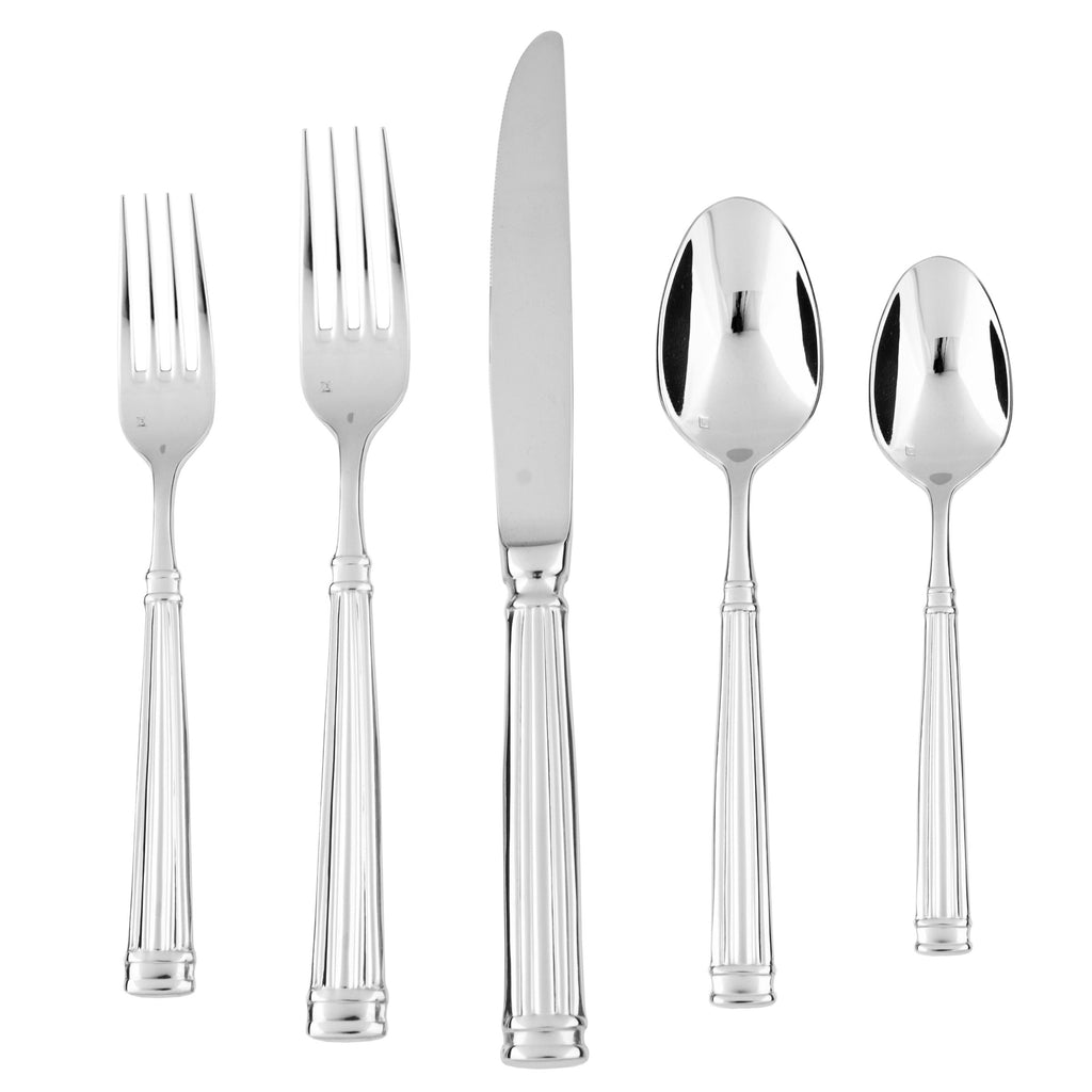 Fortessa Doria 18/10 Stainless Steel Flatware Dessert/Oval Soup Spoon, Set of 12,Silver