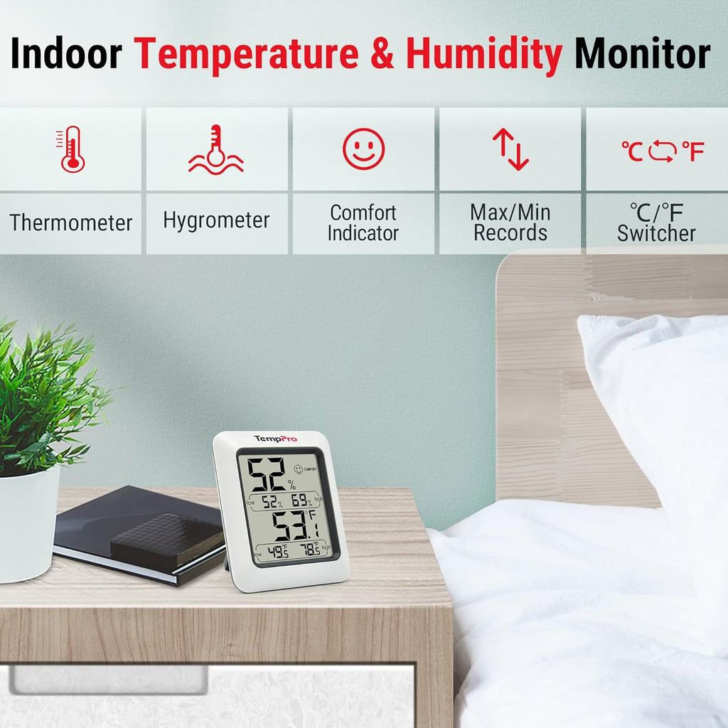 TempPro TP50 Digital Hygrometer | 2-Piece Indoor Thermometer & Humidity Gauge Set