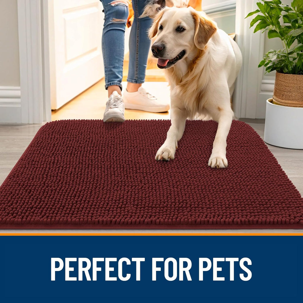 OLANLY Dog Door Mat - Absorbent Non-Slip Washable Doormat for Muddy Paws | 59x35, Caramel Russet