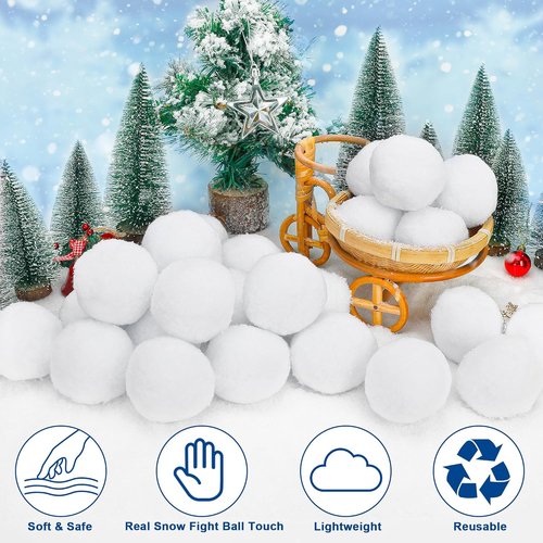 Homiar Fake Snow Balls - 400 Pack Soft Plush Indoor Outdoor Winter Game | Realistic Toy for Kids