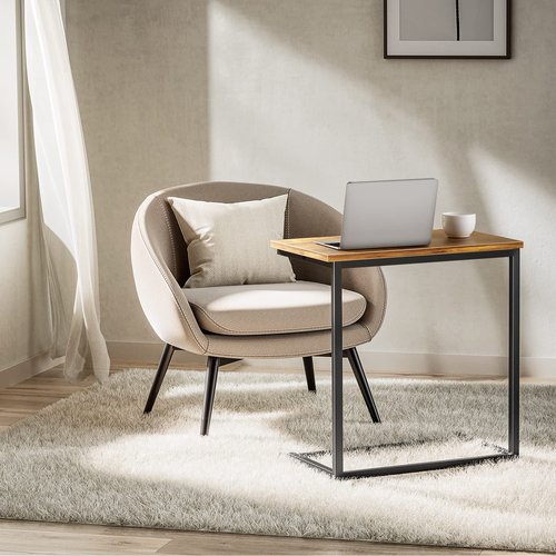 Pipishell C Shaped End Table Set of 2, Side Table for Couch Slide Under, C Table Sofa Side End Table for Living Room 27 inches High,PIET06K2
