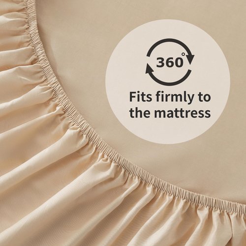 Jessrydo 100% Cotton Sheets King Size Sheets Deep Pocket Fits 18"-24" Mattress Luxury Soft Breathable Cooling Beige Cotton King Sheet Set 4 Pieces Cotton Bed Sheets