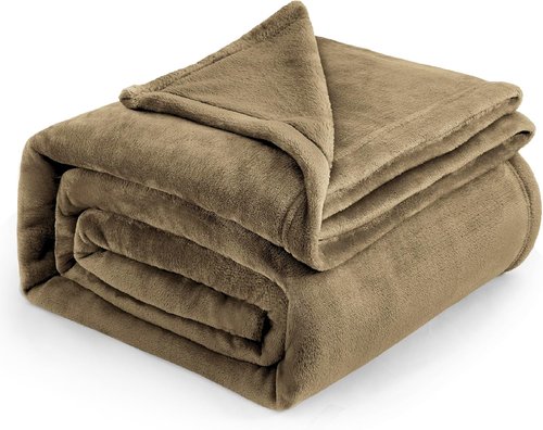 Bedsure GentleSoft Fleece Blanket - King Size Camel | Soft, Lightweight, Plush Microfiber, 108x90 Inches