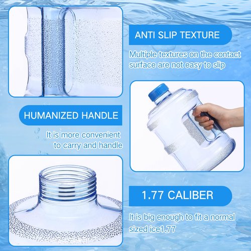 Funnymoom 4 Pcs 1 Gallon Plastic Water Bottles Round Jugs with Handle Portable Water Containers Reusable Leak Proof Bottle for Camping Outdoor Sports Travel