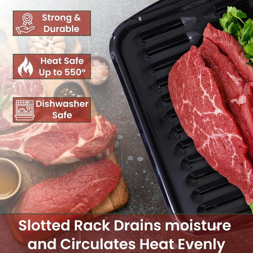 Broiler Pan for Oven by [Brand Name] - Nonstick Ceramic Coated 16.75” x 13” | Heavy Duty Heat Resistant Up to 550°F