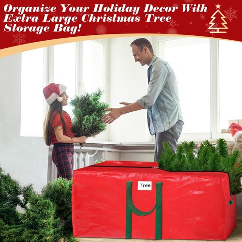 BlessedSeason Christmas Tree Storage Bag - 7.5 Ft Waterproof Design with 2 Large Tinsel Garland Bags, Reinforced Handles