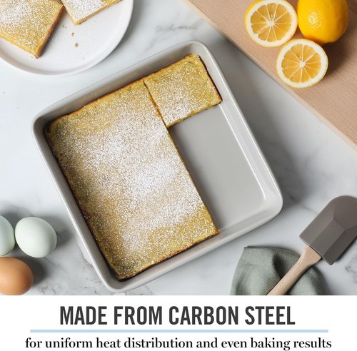 Martha Stewart Gallen 9-Inch Square Nonstick Cake Pan - Durable Carbon Steel for Even Baking & Easy Release
