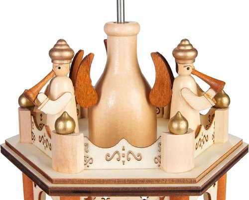 BRUBAKER Christmas Pyramid - 3-Tier Rotating Wooden Candle Holder - 18-Inch Hand-Painted Decoration - Brown