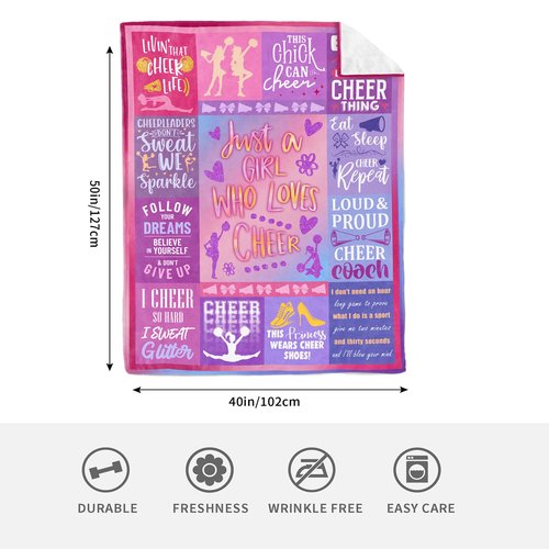 Linxher Cheerleading Gifts, Cheer Gifts for Cheerleaders, Cheerleader Gift for Girls/Women, Cheer Christmas Stuff Gift for Team, Cheerleading Blanket 50” x 40”